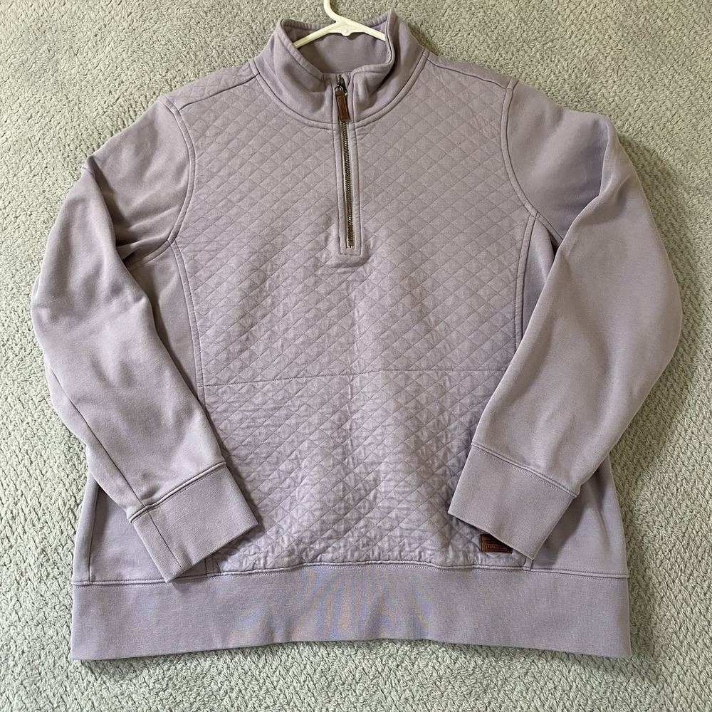 LL Bean Women's Quilted Sweatshirt Sz XL Quarter Zip Pullover Purple
